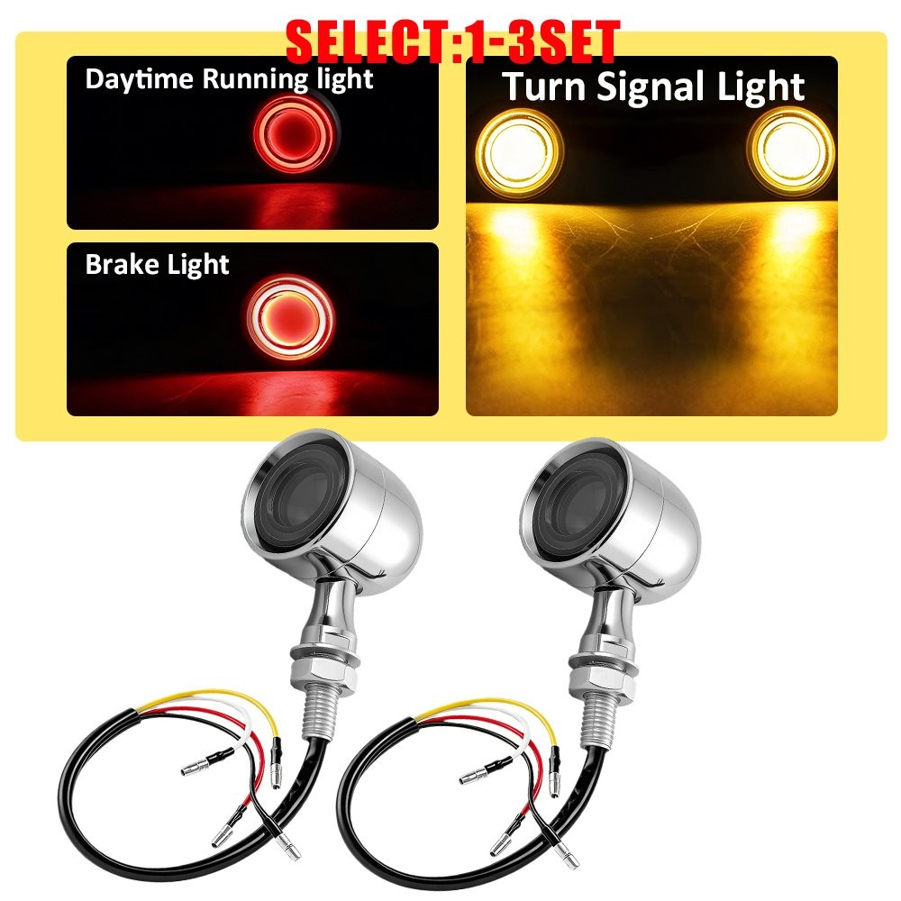 Chrome Motorcycle LED Turn Signal Blinker Brake Running Lights For Harley 2-6X
