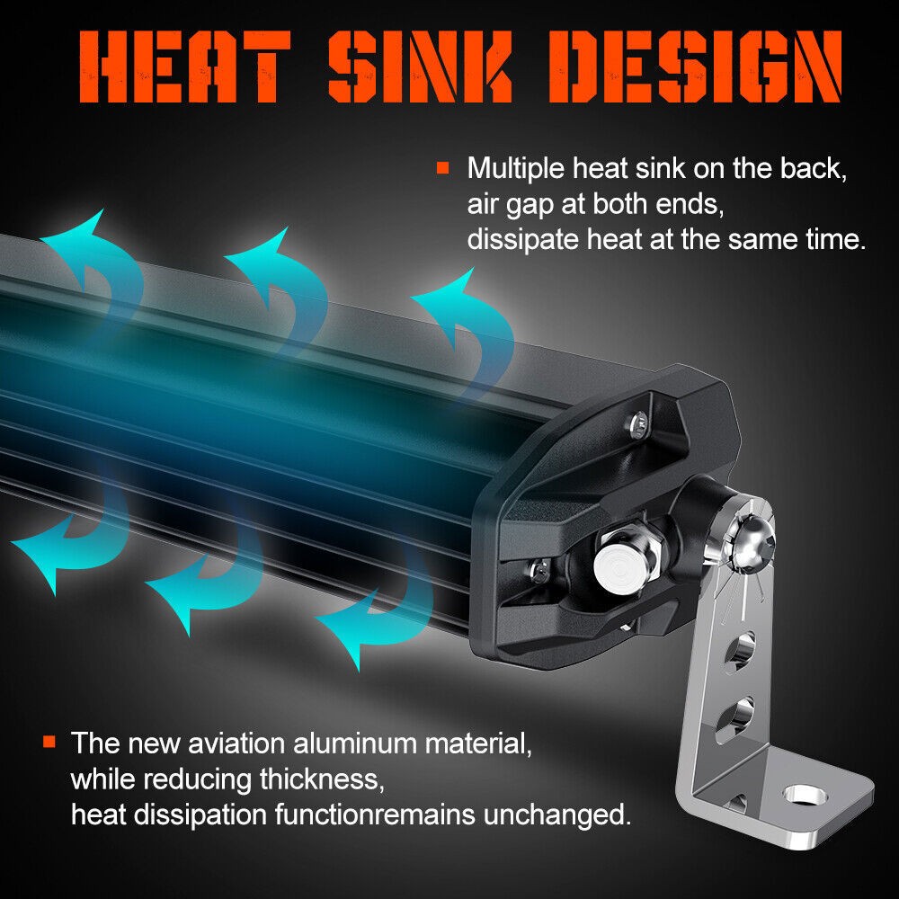 Slim 8 14 22 32 42 52″ LED Light Bar Spot Flood Combo Driving Truck Offroad SUV