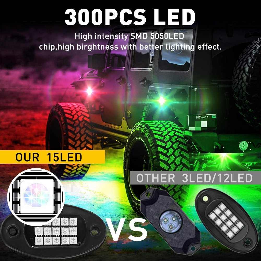 20x LED RGB Rock Light OffRoad License Plate Under Body courtesy Truck Bed Pods