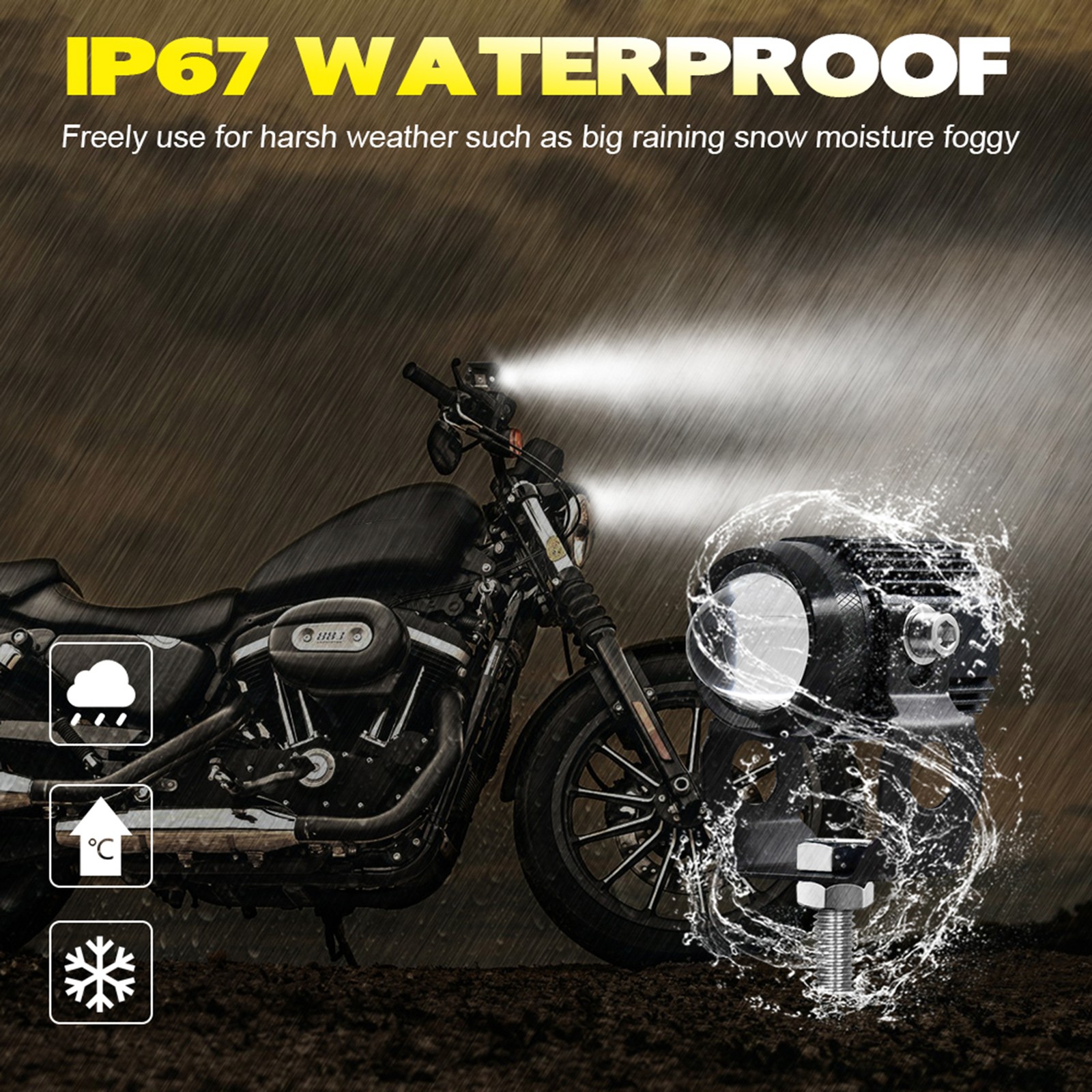 2Pcs Motorcycle LED Driving Light Aluminum Housing Efficient Heat Dissipation
