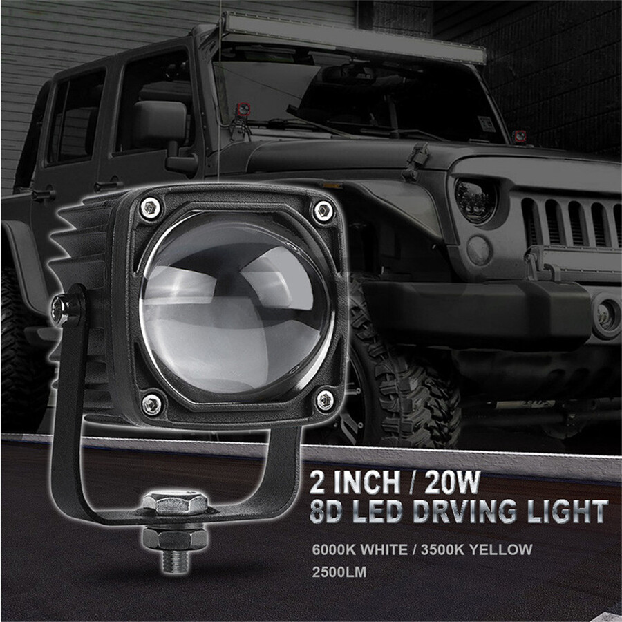 Pickup/Wagon Work Driving Light White ＆ Yellow Aluminum Housing Waterproof