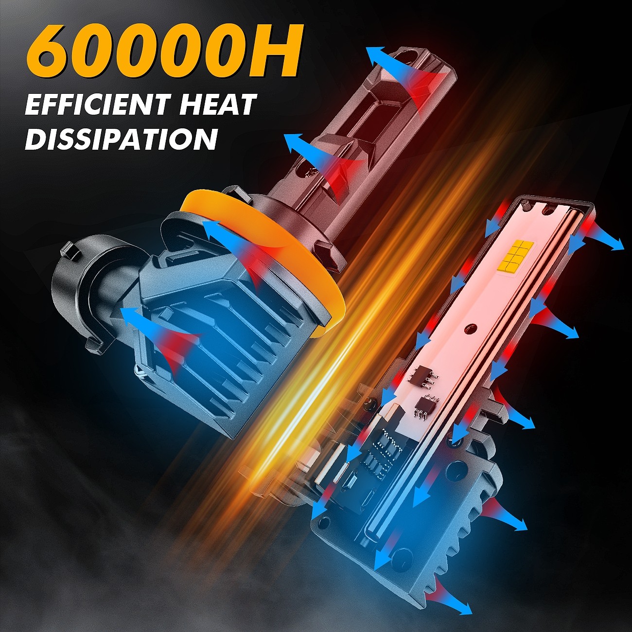 AUXBEAM H11 LED Headlight Bulbs Kit Low Beam Super Bright Cold White 90W 25000LM