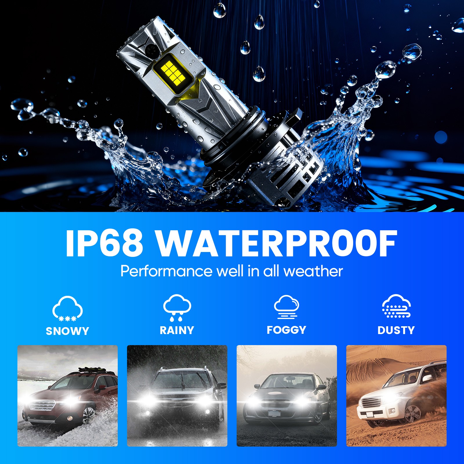 2x NOVSIGHT 9006 HB4 LED Headlight Kit 6500K White High Low Fog Beam Light Bulbs