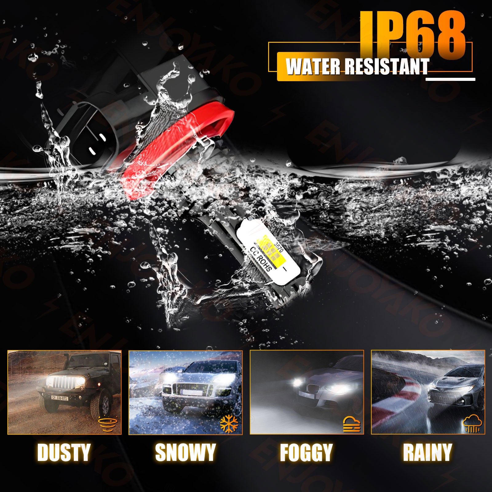 H11 H9 LED Headlight Bulbs 6000K Super Bright White High/Low Beam Kit 10000lm