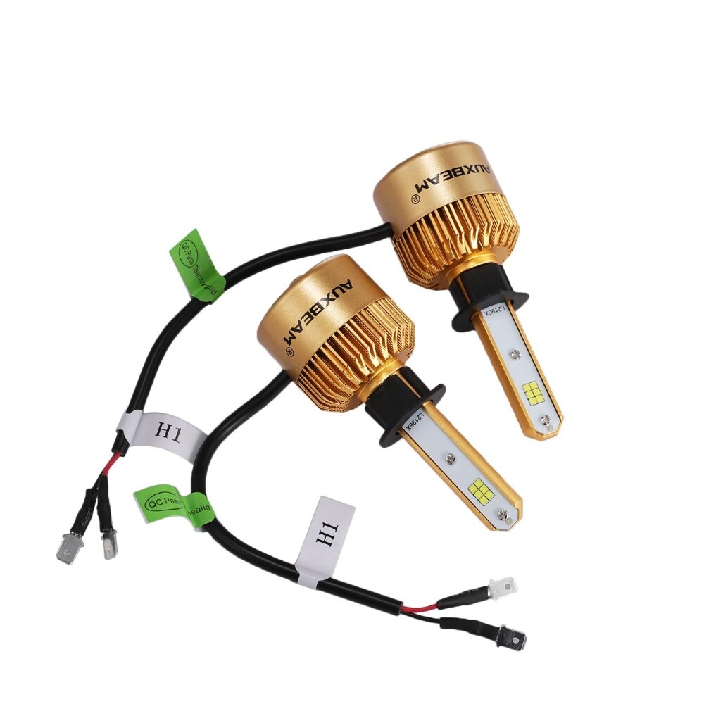AUXBEAM H1 LED Headlight Bulbs Kit High Low Beam Clear White 6500K 8000LM Bright