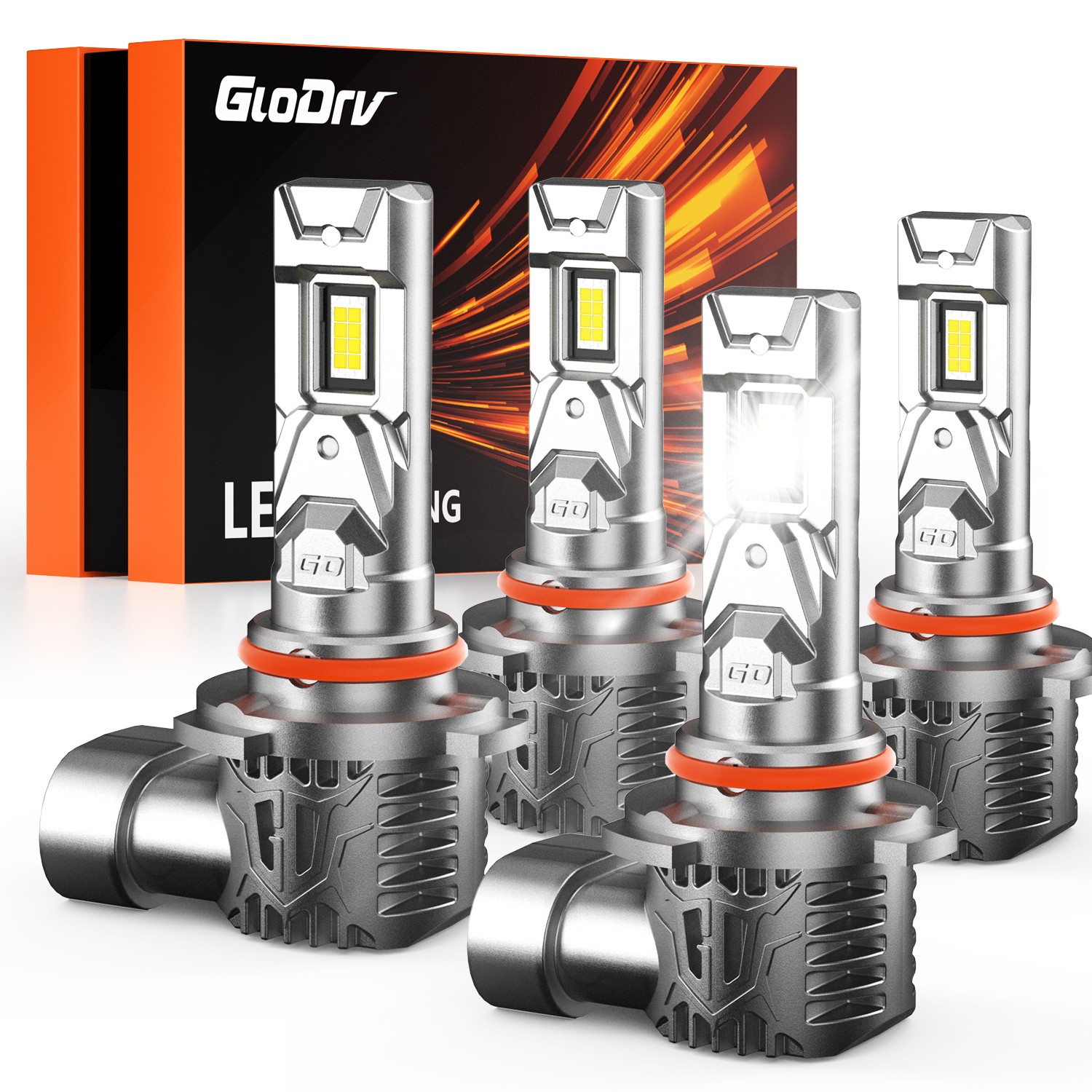 GloDrv Combo 4 9005 + 9006 LED Headlight Kit Bulbs High Low Beam White 16000LM