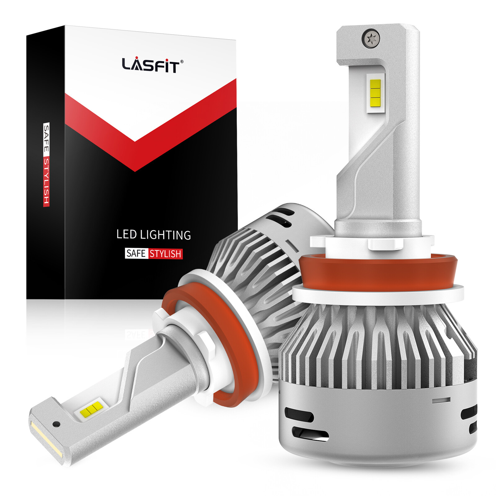 Lasfit H11 H9 LED Headlight Bulbs High Beam 60W 6000LM White LAplus Series 2x