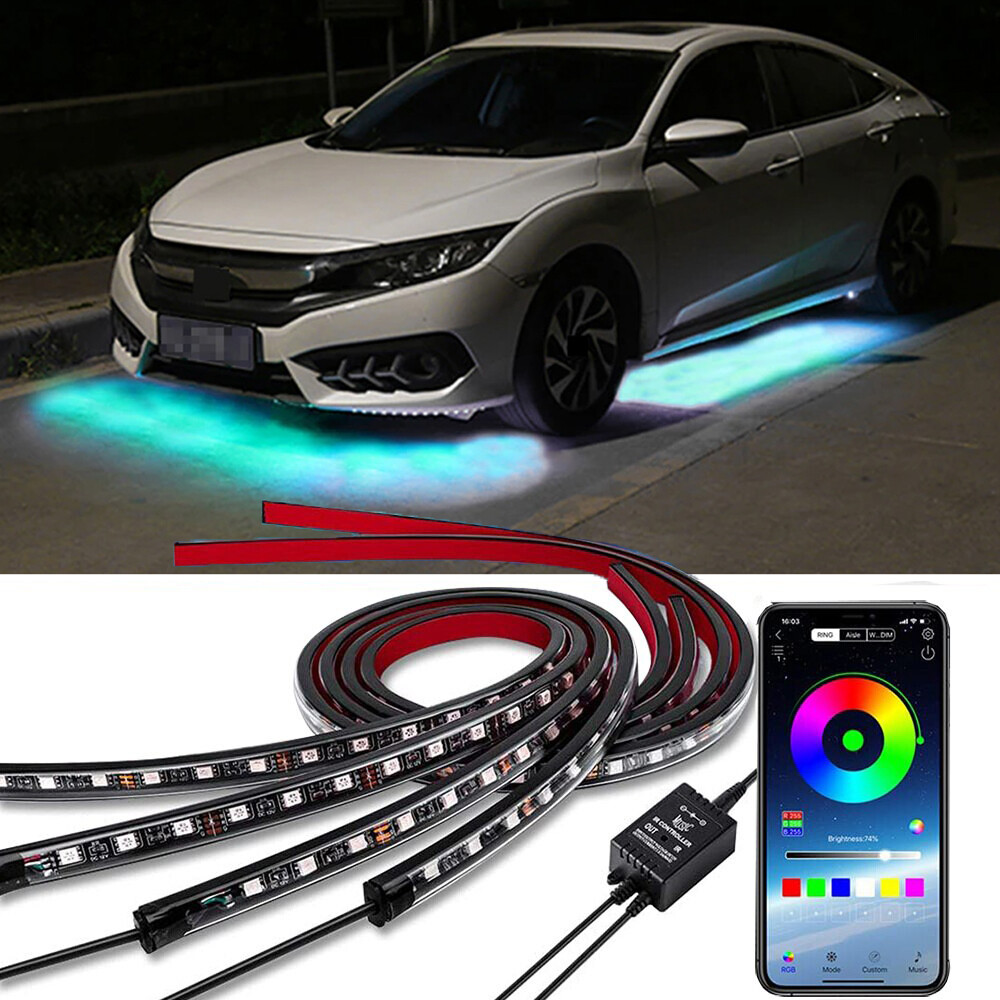 6* Car Underglow Strip Flowing LED RGB Neon Colorful Light For Honda Civic SI