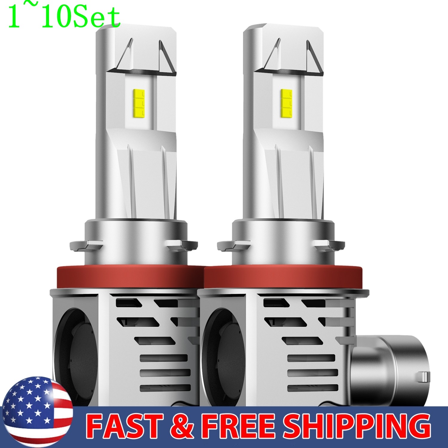 Cars H11 LED Low Headlight Beam High 6500K Bright White Bulb Conversion 1-10Set