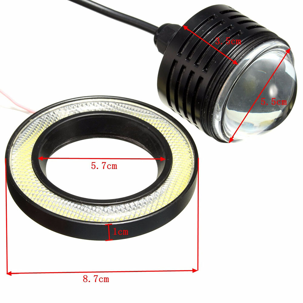 3.5″ Round COB LED Fog Light Projector Car Bright Angel Eyes Halo Ring DRL Bulbs