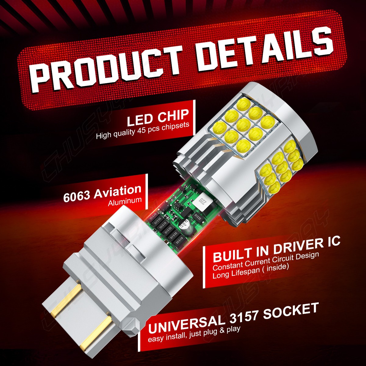 2pc 1000LM 3157 3156 LED Backup Tail Reverse Light Bulb White For Ford F150