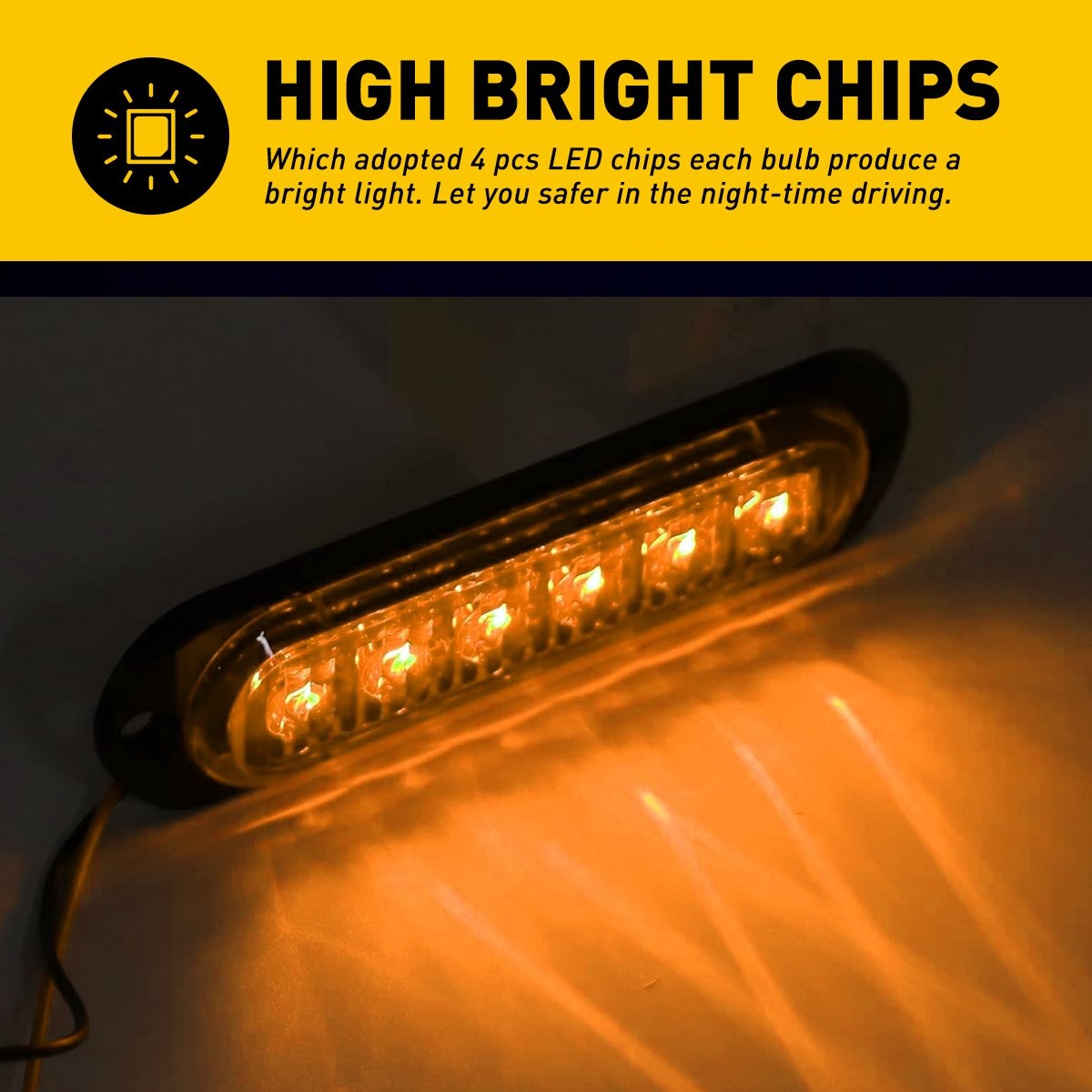 4PC Amber 6LED Side Marker Lights RV Truck Trailer Clearance Light Waterproof EA