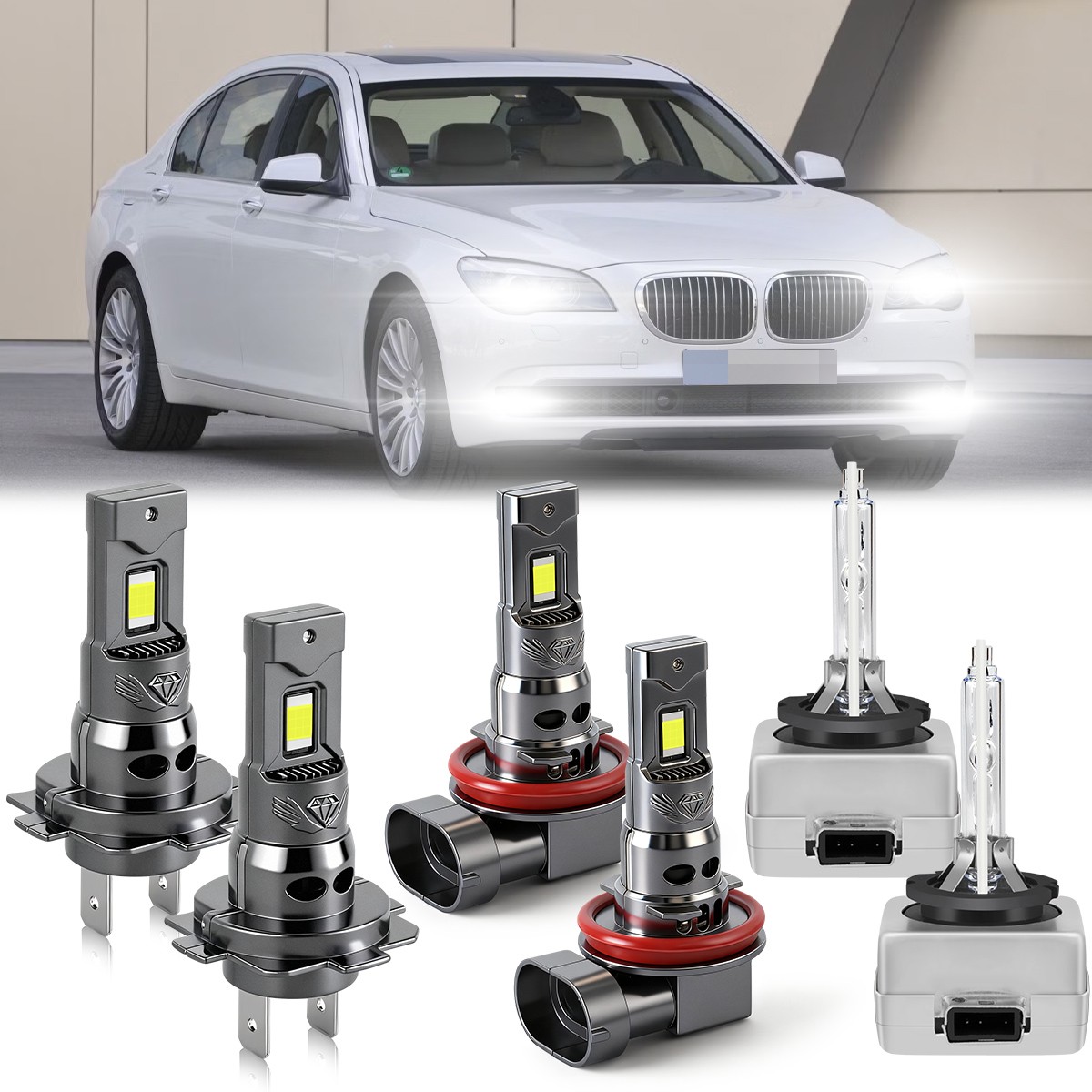 For BMW 740i 2012 Combo LED HID Headlight Hi/Lo Beam Fog Light Bulbs Kit