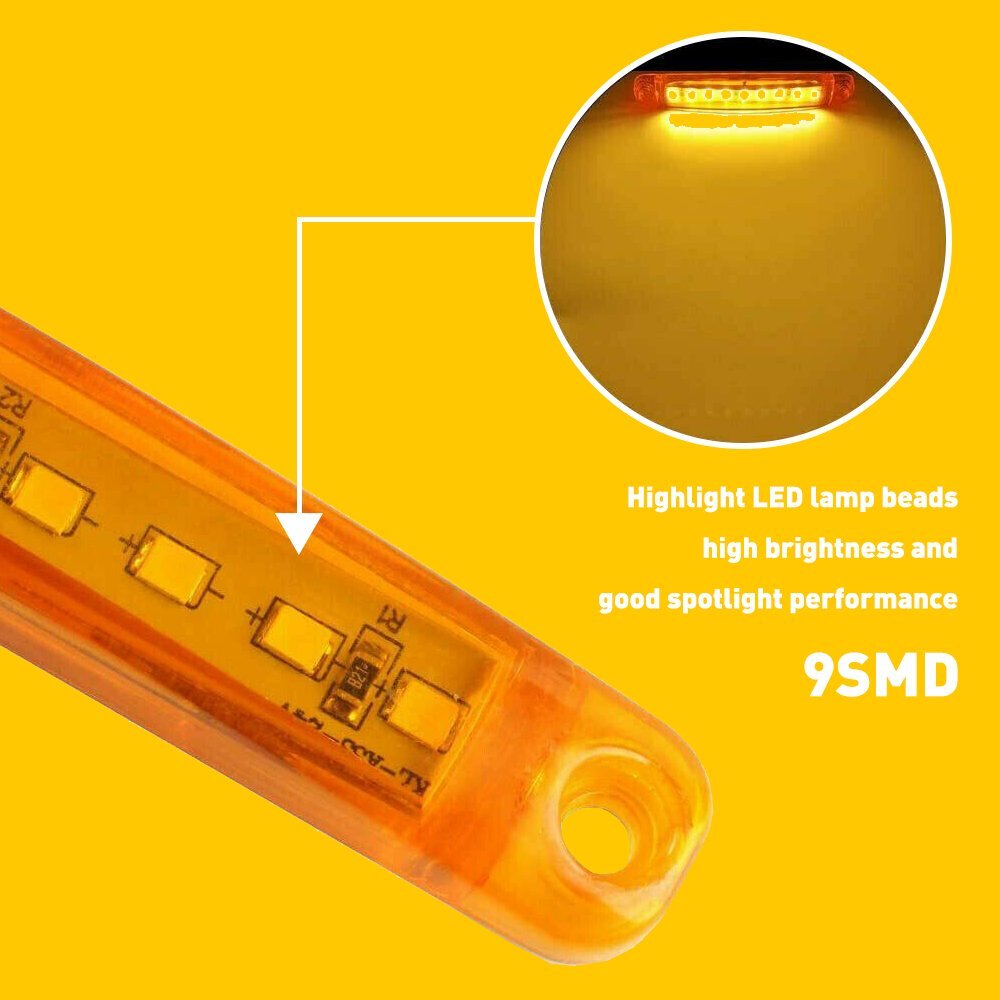 10X Amber LED Side Marker Lights Bullet Clearance Light Truck Trailer Wateproof