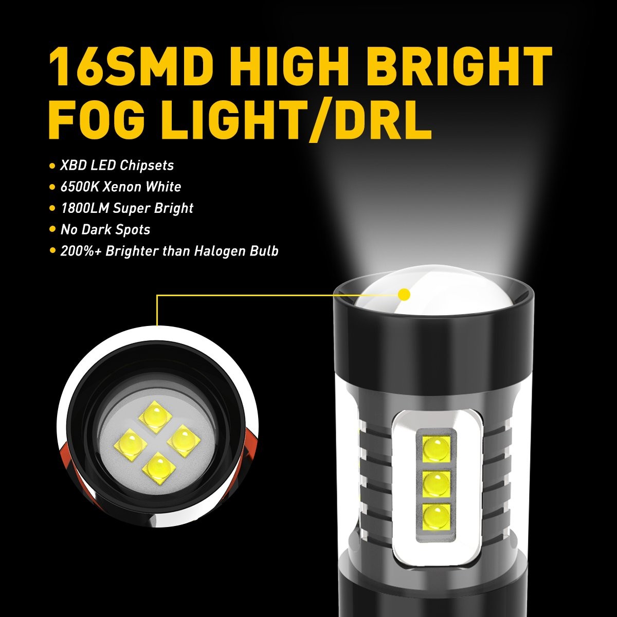 AUXITO 9145 H10 LED Fog Lights Bulbs for Ford F150 2004-2022 Super Bright 2-20X
