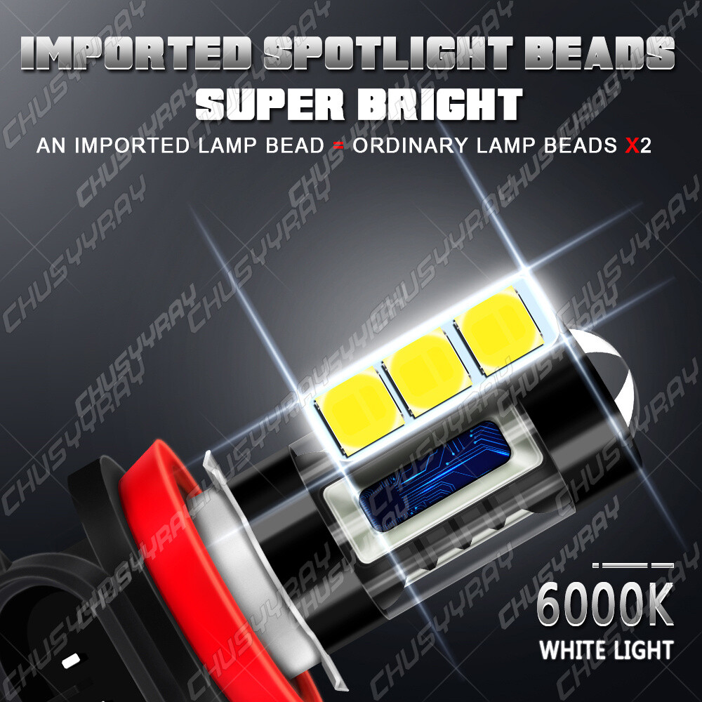 H11 H8 H9 160W High Power 6000K HID White LED Fog Light Bulbs Driving Lamp DRL