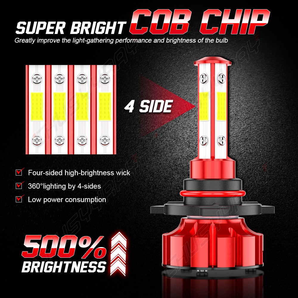 Combo 9005+H11 LED Headlight Super Bright Bulbs Kit White 720000LM High/Low Beam