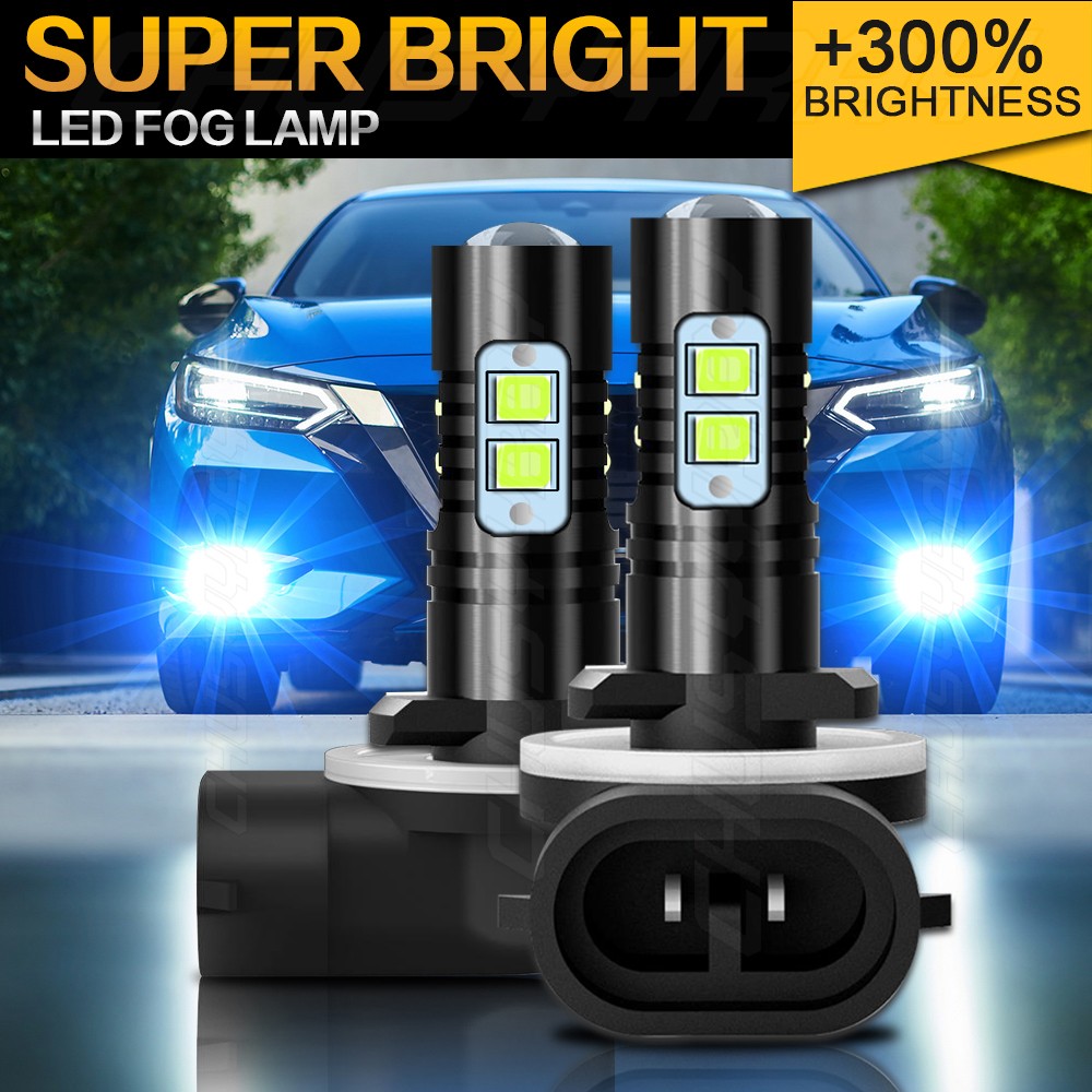 CHUSYYRAY H27W/2 881 Blue LED Fog Light Bulbs DRL Conversion Kit 8000K Ice Blue