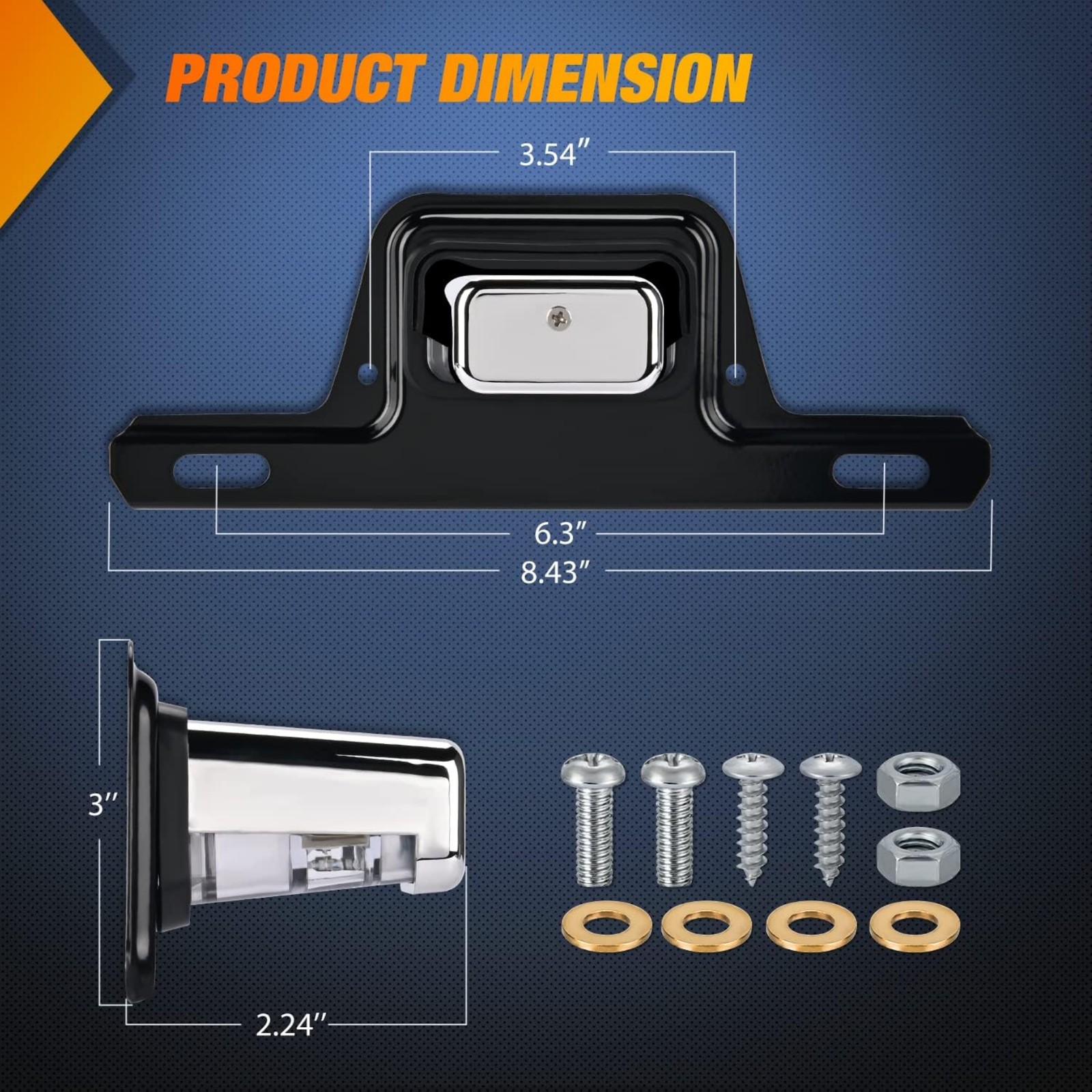 2 LED 12V DOT License Plate Assembly Chrome Silver IPX7 Waterproof For Vehicles