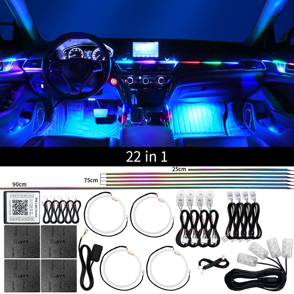 Symphony DreamColor LED Car Interior Acrylic Guide Fiber Ambient Light 22 in 1