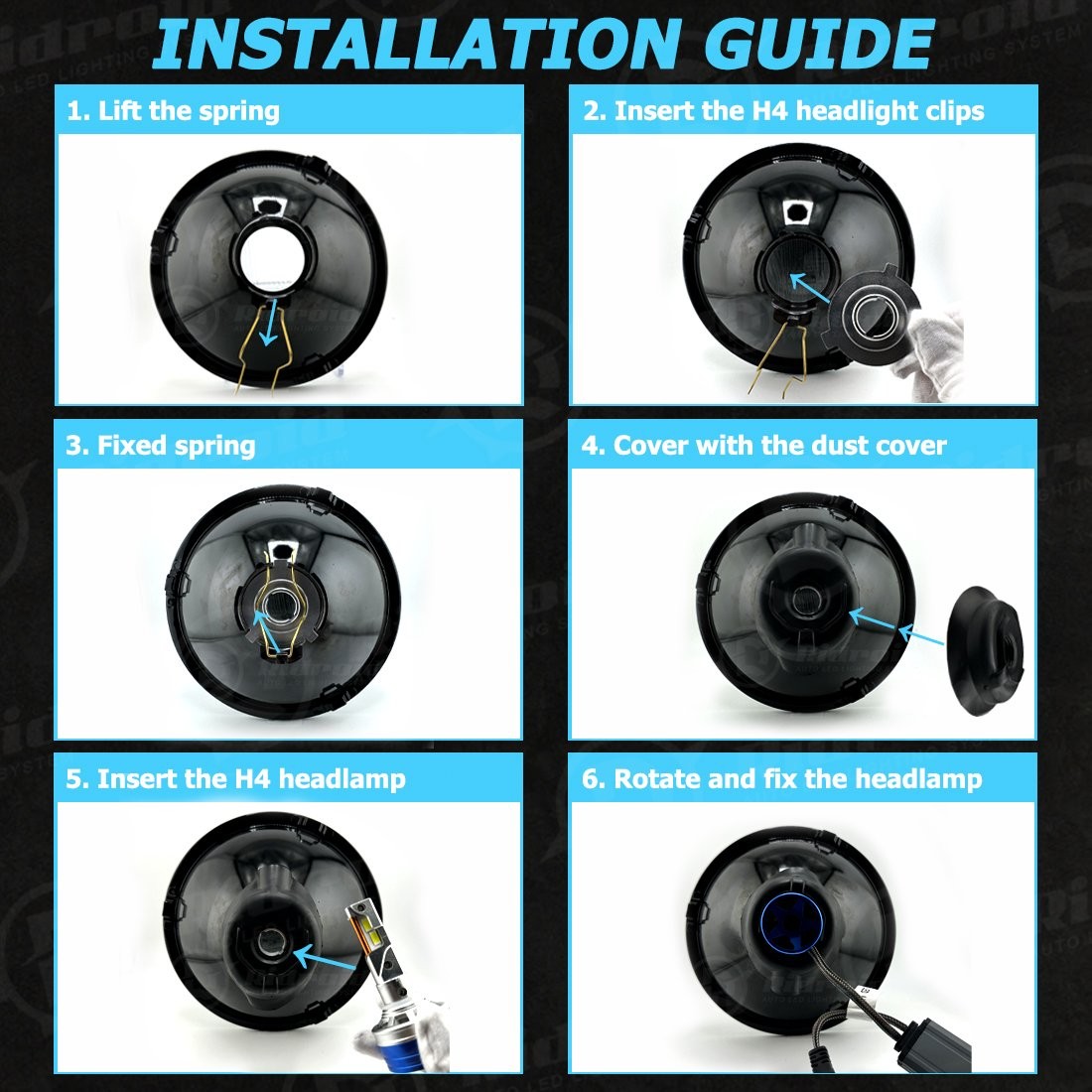 7″ LED Round Headlights Hi/Low Beam H4 Bulb Fit Porsche 911-912 914 924 928 944