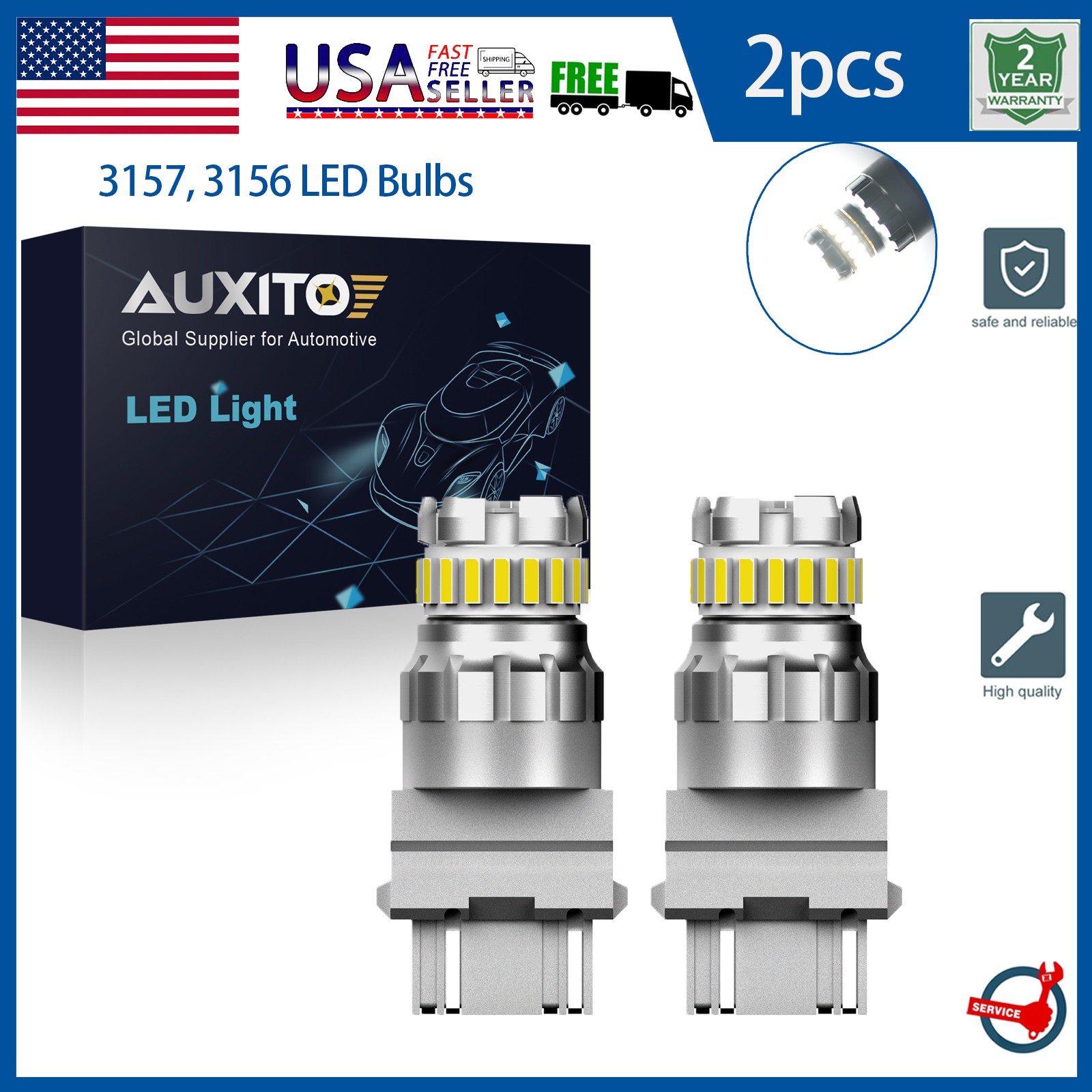LED DRL Driving Daytime Running Light Bulbs 3156 3157 4114 4157 6500K HID White