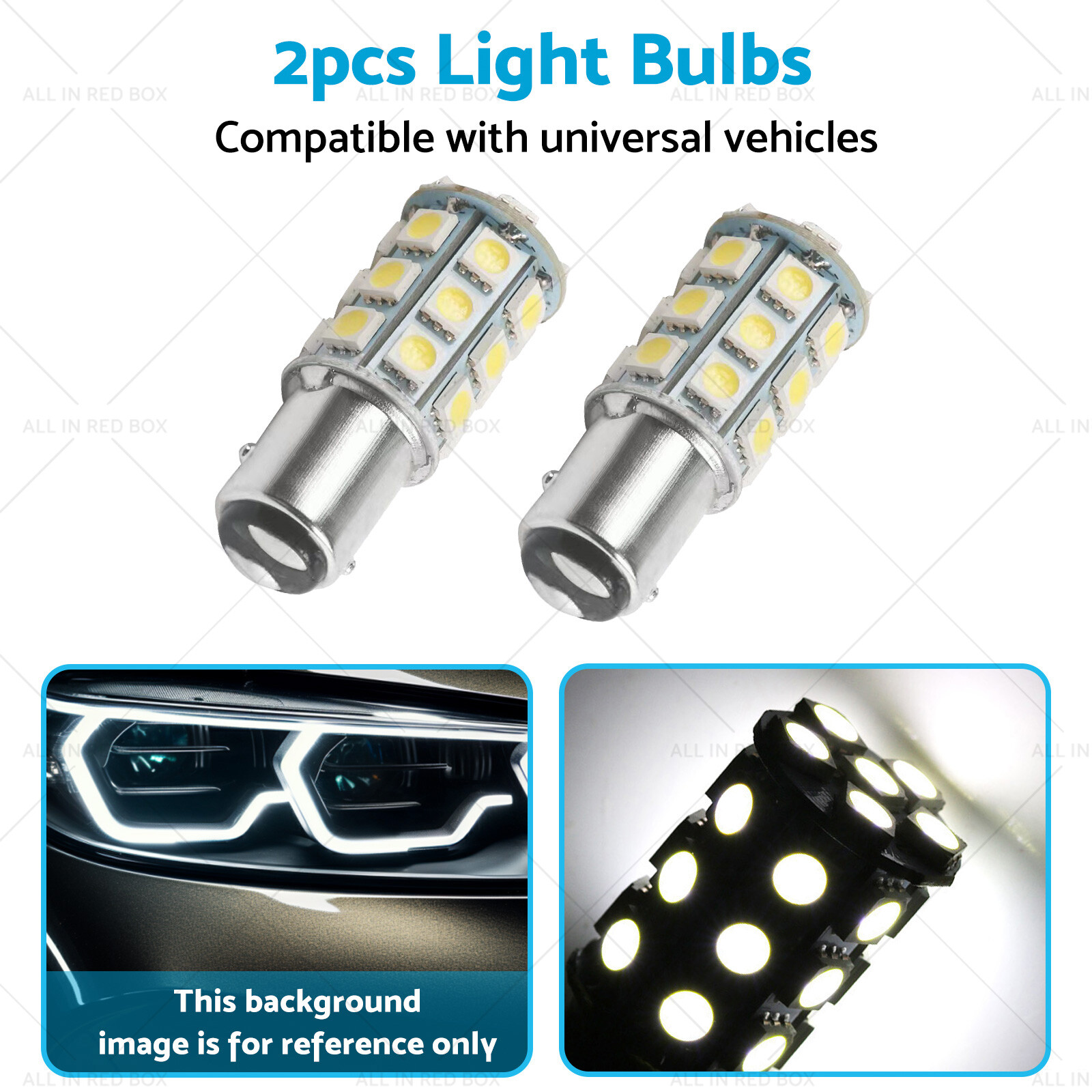 2x 12V BA15D LED White 27 SMD 5050 Suitable for Caravan Car Auto Indicator