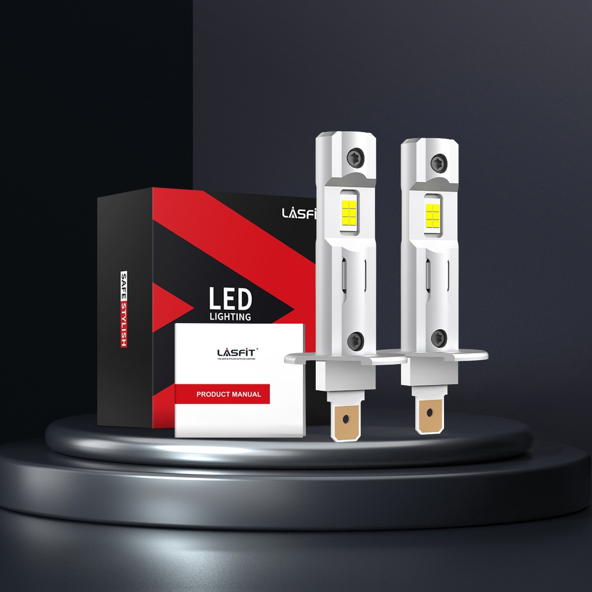 2x LASFIT H1 LED Low Beam or High Beam Headlight Bulbs 6000LM 6000K Clear White