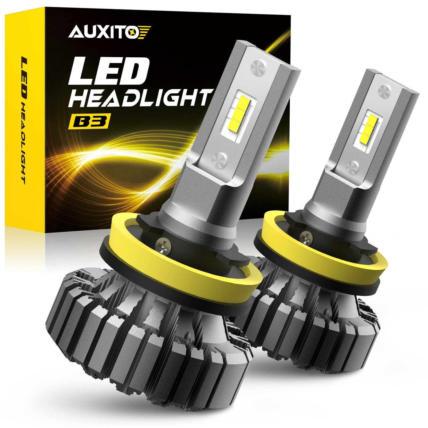 AUXITO H11 H8 H9 LED Headlights Conversion Kit High Low Beam Bulb 6500K White