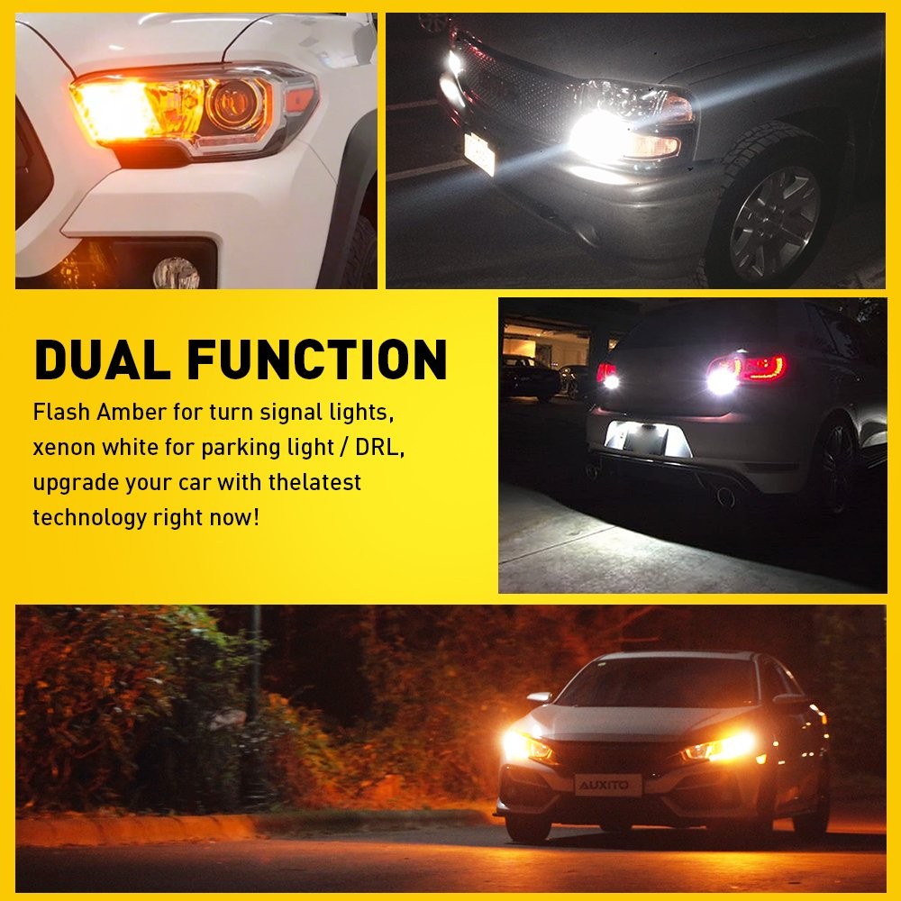 3157 LED DRL White / Amber Switchback Turn Signal Parking Light Bulb 6000K 3000K