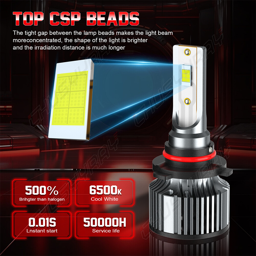 9005 H11 Bulb, 10000LM 500% Brighter, HB3 H8 H9 Bulb 6000K Cool White, Pack of 4