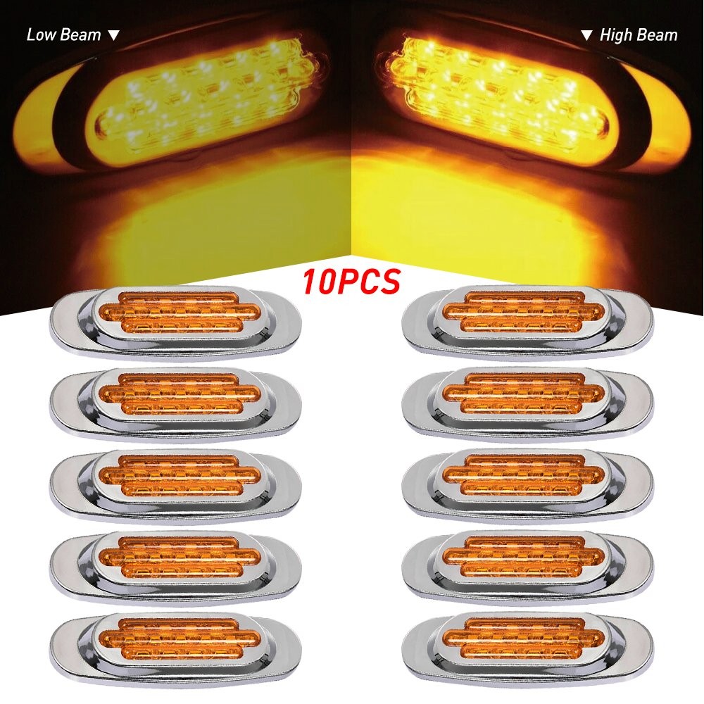 2-10PCS Marker Lights 6.5″ LED Truck Trailer Oval Side Clearance Light Amber Red
