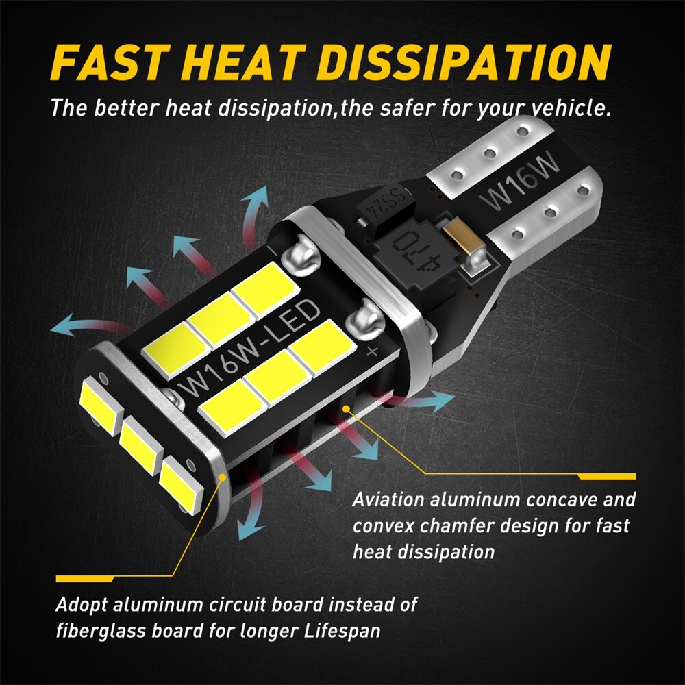 AUXITO 2x Led Reverse Back Up Light Bulb 921 912 W16W T15 916 2400Lm Super White