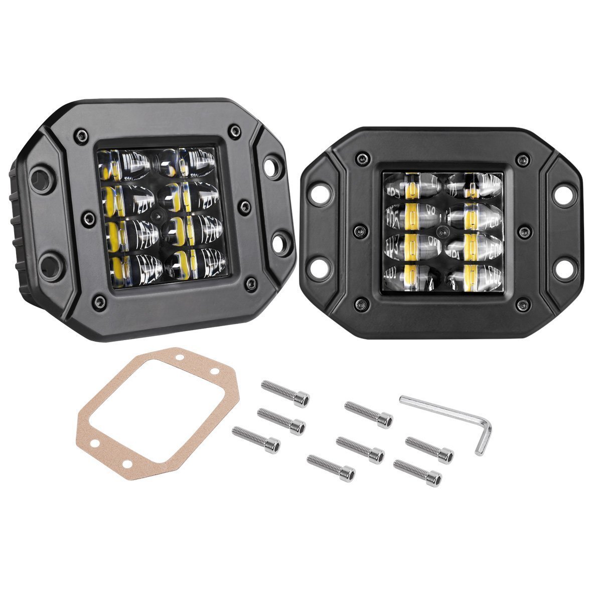 4x 5″ 300W Flush Mount LED Lights Pods Backup Reverse Rear Bumper Off Road 4WD