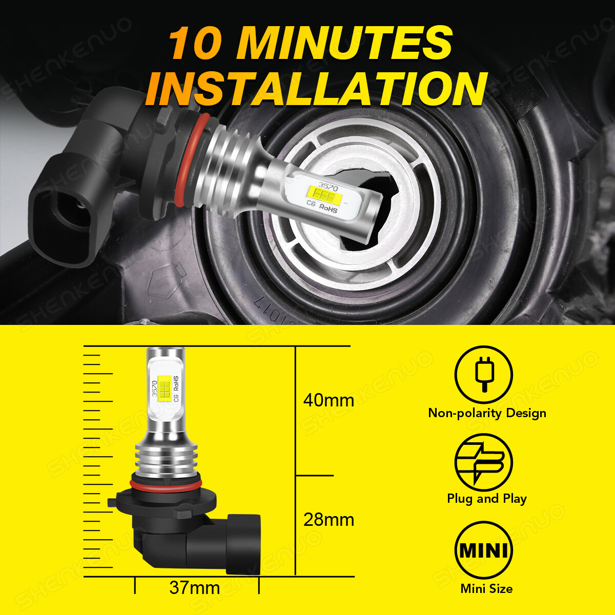 H11 9005 LED Headlight Super Bright Bulbs Kit 8000K White 330000LM High/Low Beam