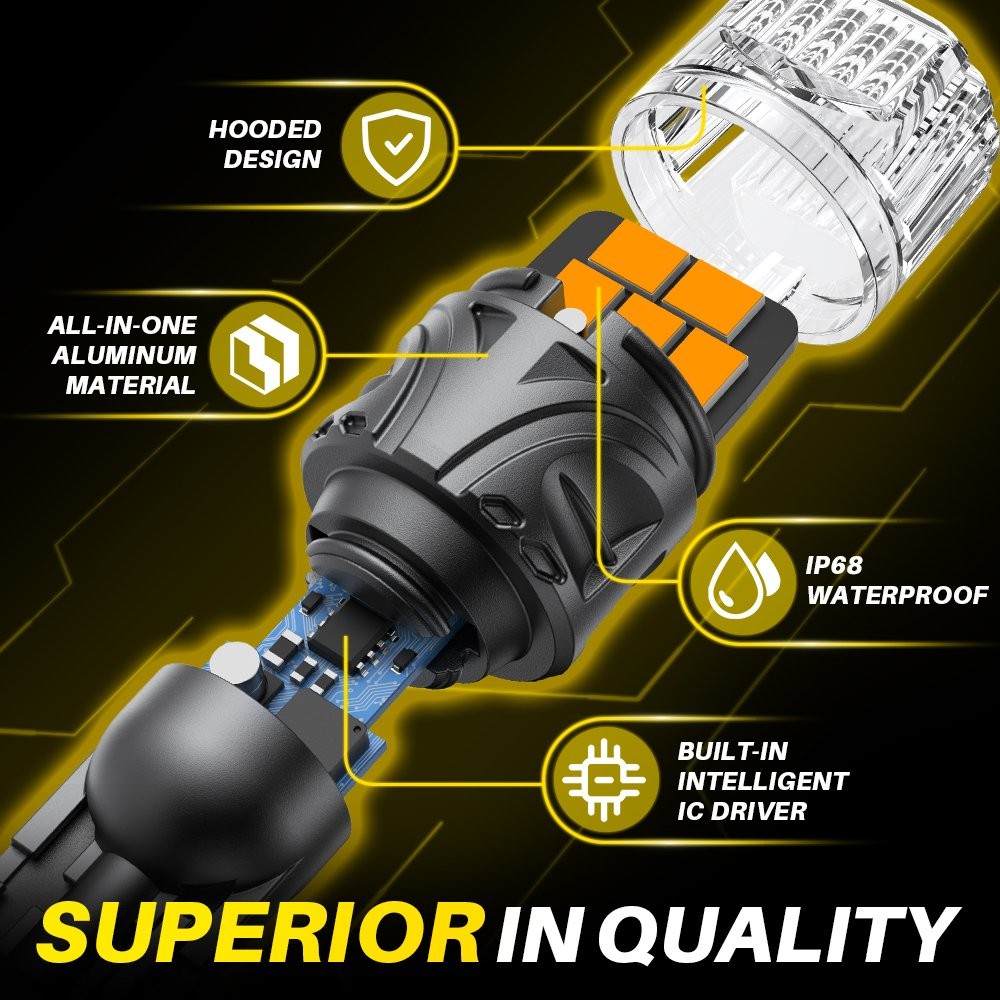 AUXITO LED Backup Reverse Light Bulb 921 912 T15 Super Bright Amber Yellow BRS C