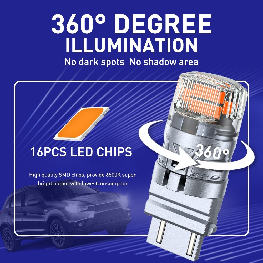 2x 16SMD Yellow Amber LED Turn 3157 Parking Signal Light Corner Bulb Canbus BRS