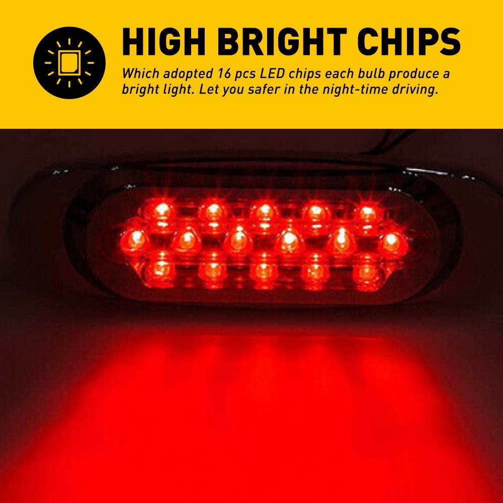 2Pcs Red LED Side Marker Lights 16-SMD Lamp For 12V RV Truck Trailer Accessories