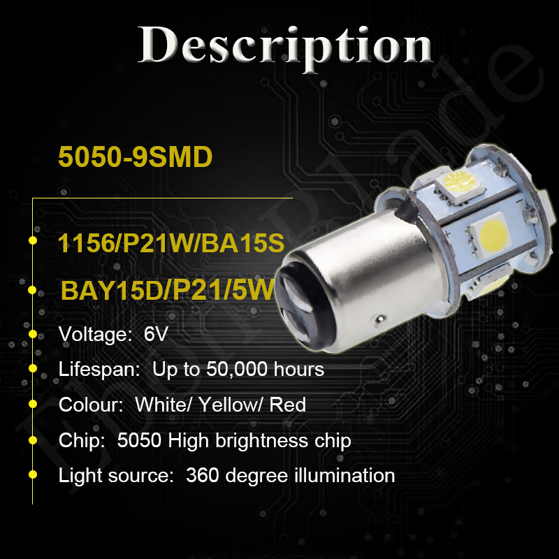 2 x 6V 1157 BAY15D LED Bulb Tail Brake Stop Reverse Signal Light For Car Motor