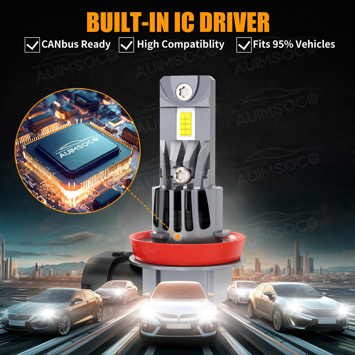 For Hyundai Santa Fe Sport 2013-2016 6X 6500K LED Headlight+Fog Light Bulbs Kit