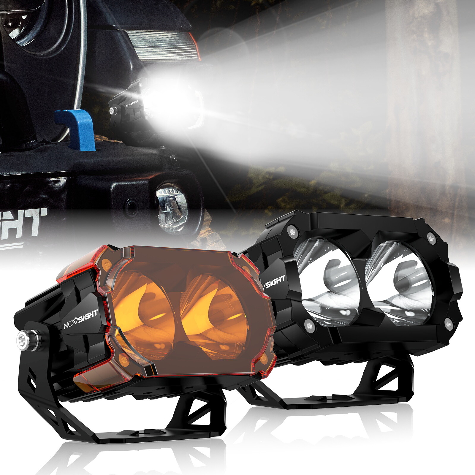NOVSIGHT 2PCS 4.5″ LED Pod Work Light Spot Driving for Jeep ATV UTV Offroad Lamp