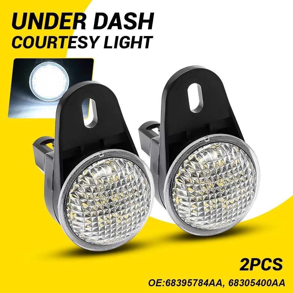 2PCS Clear LED White Under Dash Courtesy Light For 1999-2010 Jeep TJ Wrangler JK