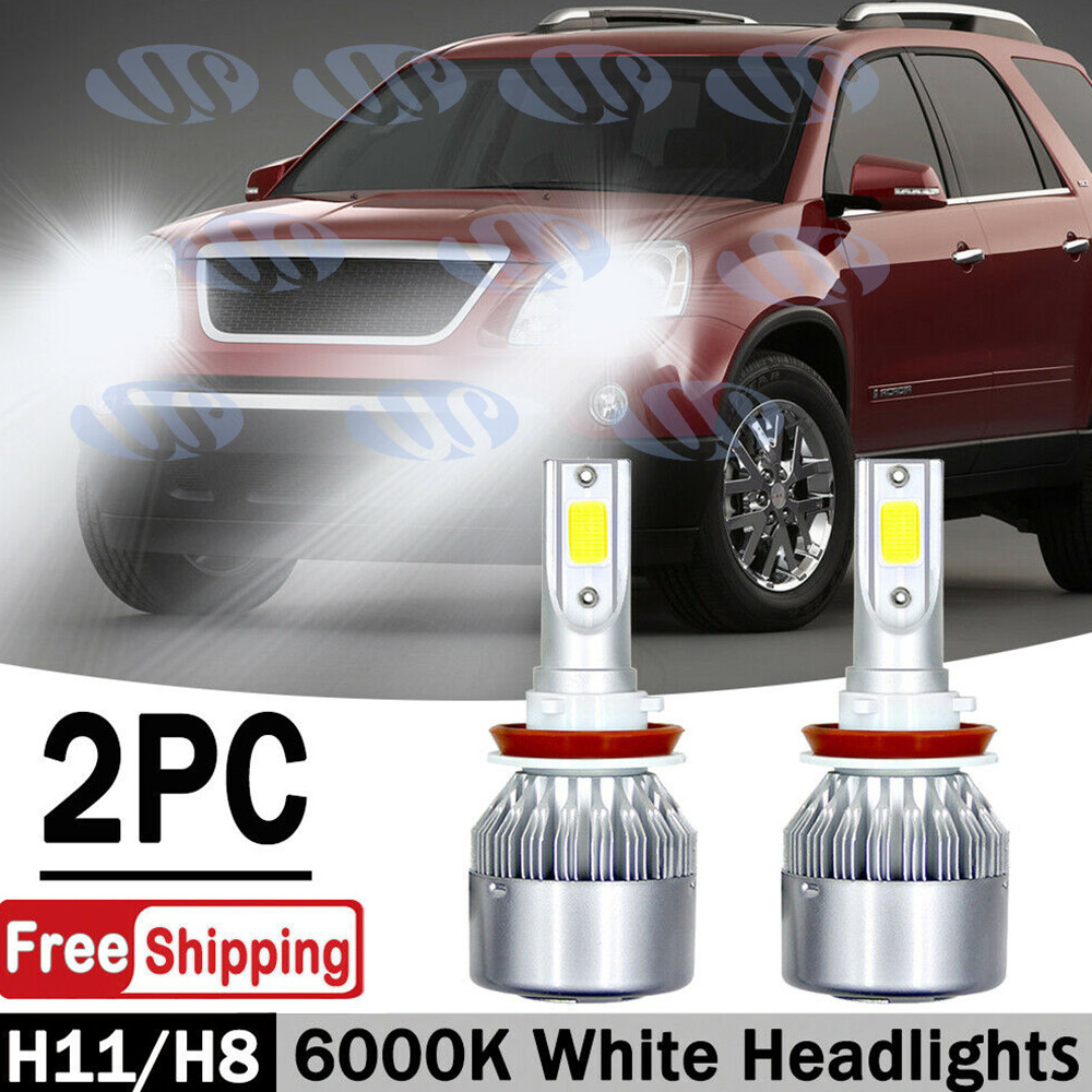 For GMC Acadia 2007-2012 2Pcs 6000K 100W H11 LED Headlight Bulbs Low Beam