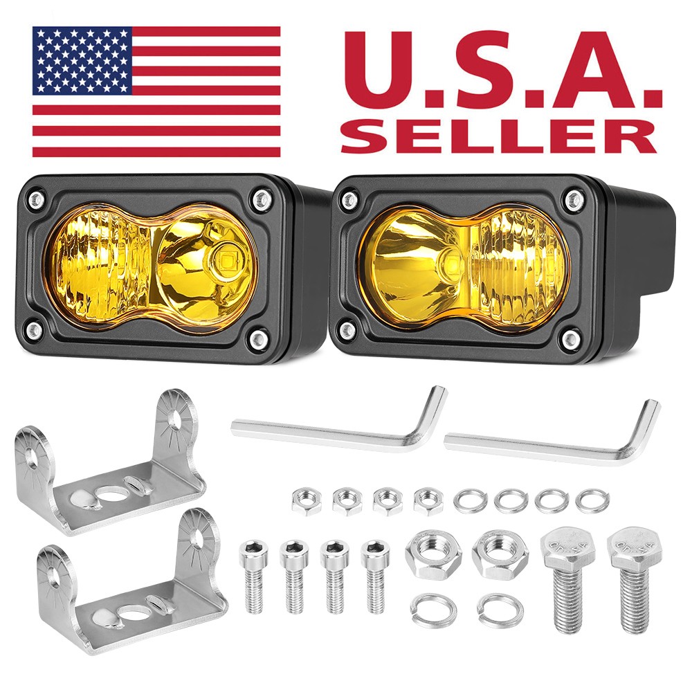 2Pcs 3inch LED Cube Pods Work Lights Front Bumper LED Fog Driving Lamp Boat ATVs