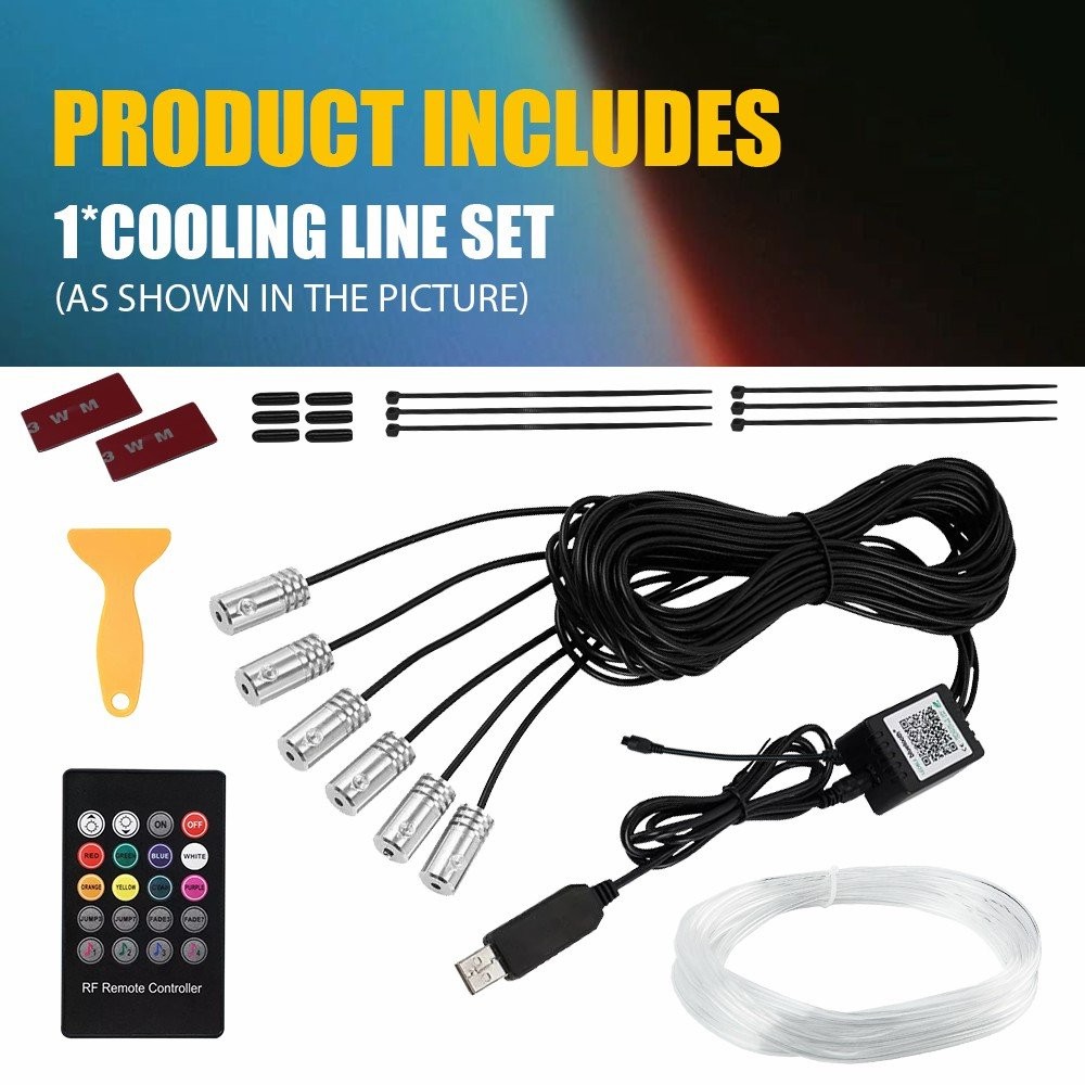 8M RGB LED Strip Light Car Interior Fiber Optic Neon Wire Atmosphere Bluetooth
