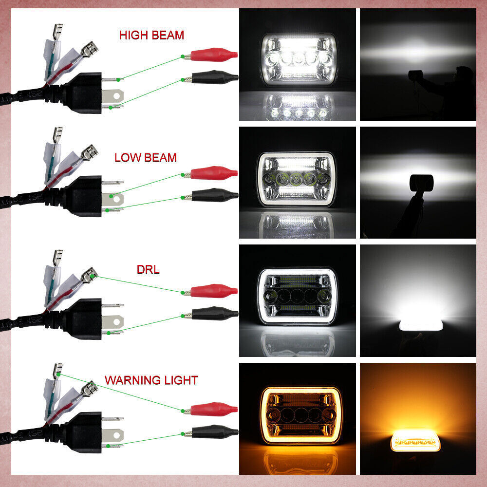 For Nissan Pickup Hardbody D21 DOT 5×7″ 7×6″LED Headlight High Low Beam DRL
