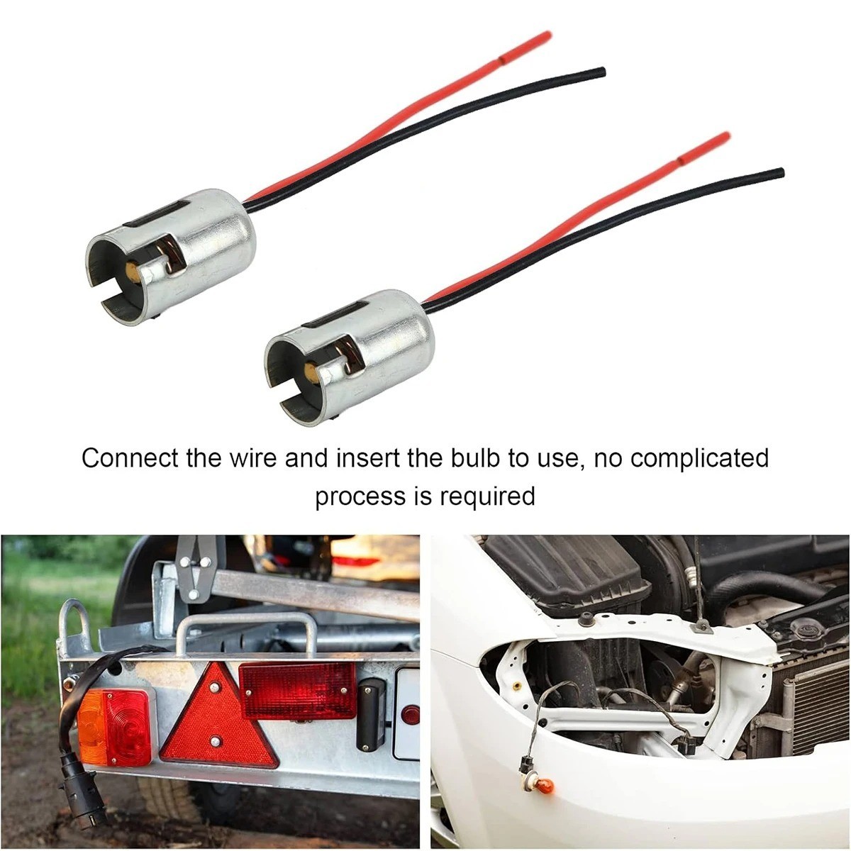 BAY15D 1157 LED Light Bulb Socket Holder with Wire Connector for Car Auto Truck