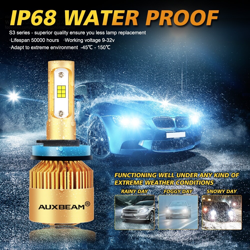 AUXBEAM H9 H11 LED Headlight Super Bright Bulbs Kit 6000K White HIGH/LOW Beam 2X