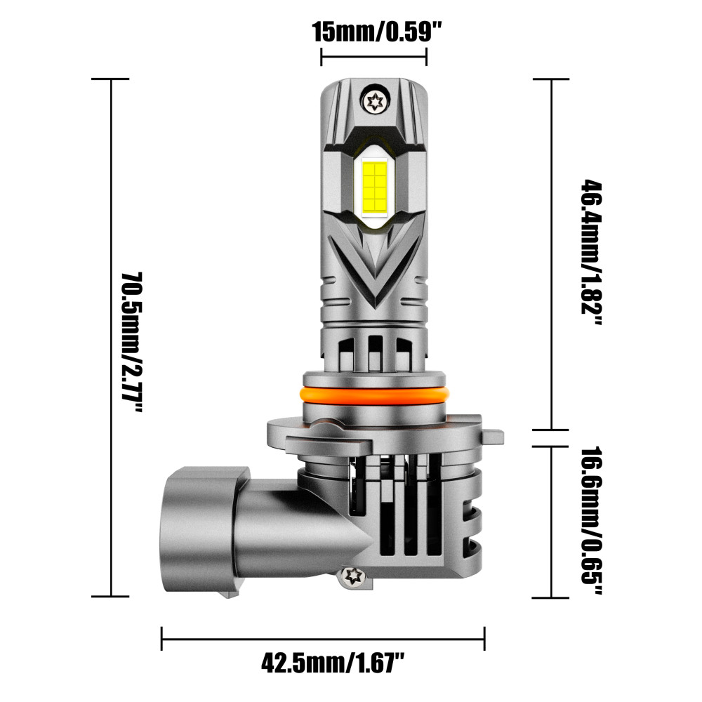 AUXBEAM 9005 9006 H11 9012 CANBUS LED Headlight Bulbs High / Low Beam 6500K Fan
