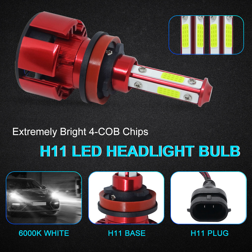 H11 H8 H9 LED Headlight Super Bright Bulbs Kit 6000K White 330000LM HI/LOW BEAM